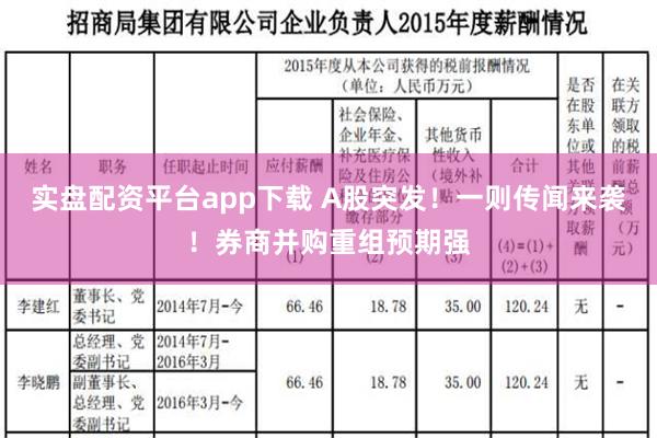 实盘配资平台app下载 A股突发！一则传闻来袭！券商并购重组预期强