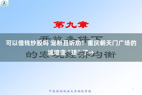 可以借钱炒股吗 宠粉且听劝！重庆朝天门广场的城墙变“矮”了→