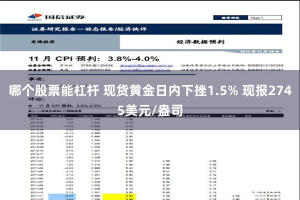 哪个股票能杠杆 现货黄金日内下挫1.5% 现报2745美元/盎司